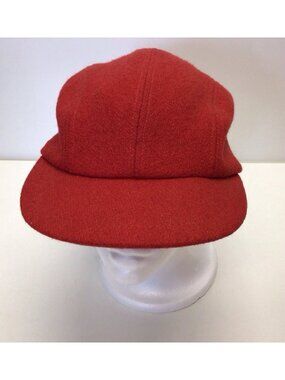 Vintage J. Crew Red Wool Baseball Cap Sz Medium Made In USA Unisex Classic Soft